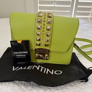 Valentino Lime Crossbody Bag with Gold Studs